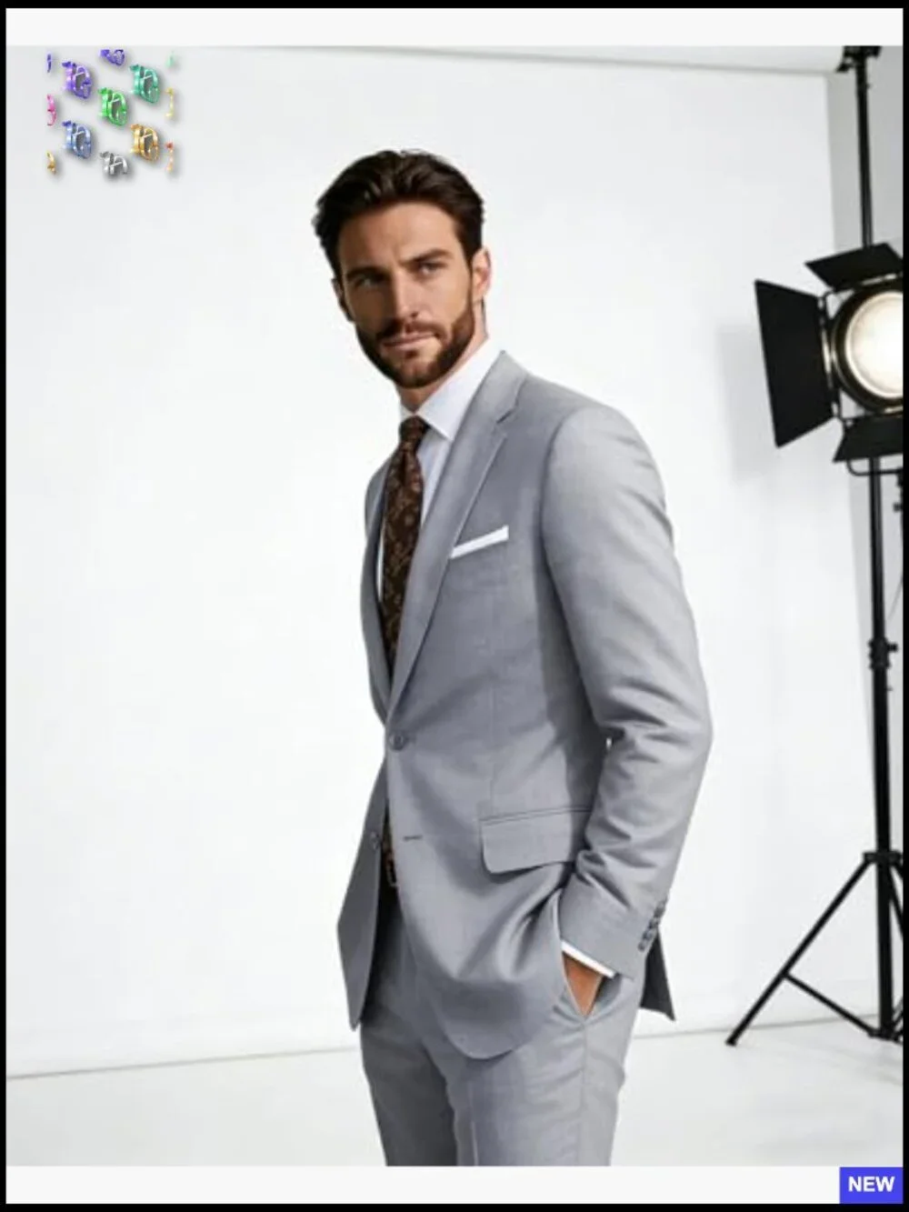 Men's Formal Suit Set 2 Piece Business Casual Blazer Pants Adjustable Waist